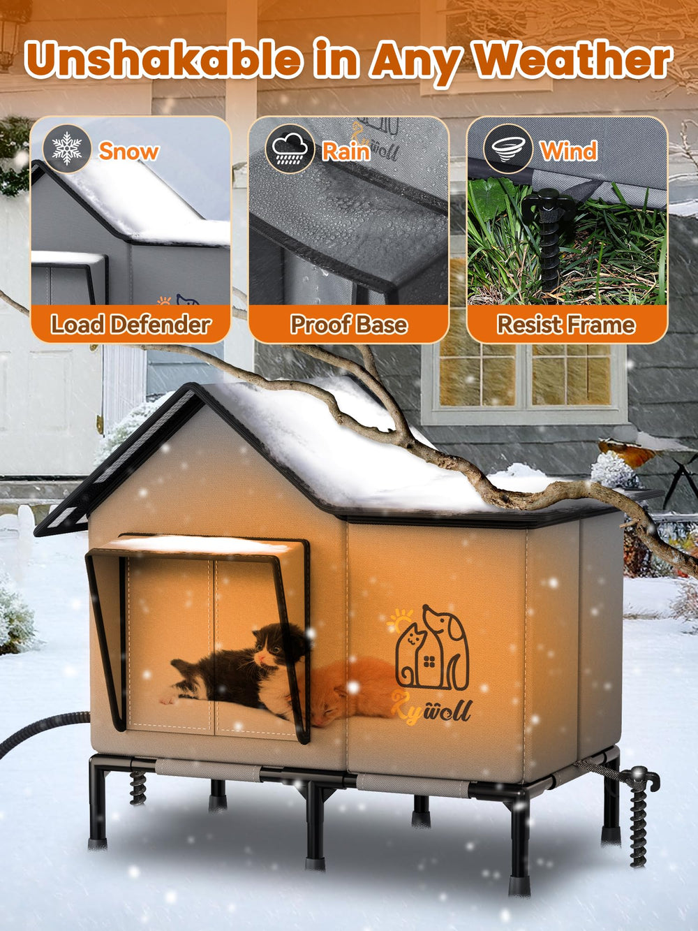 Rywell heated cat house thermostat control offers customizable warmth