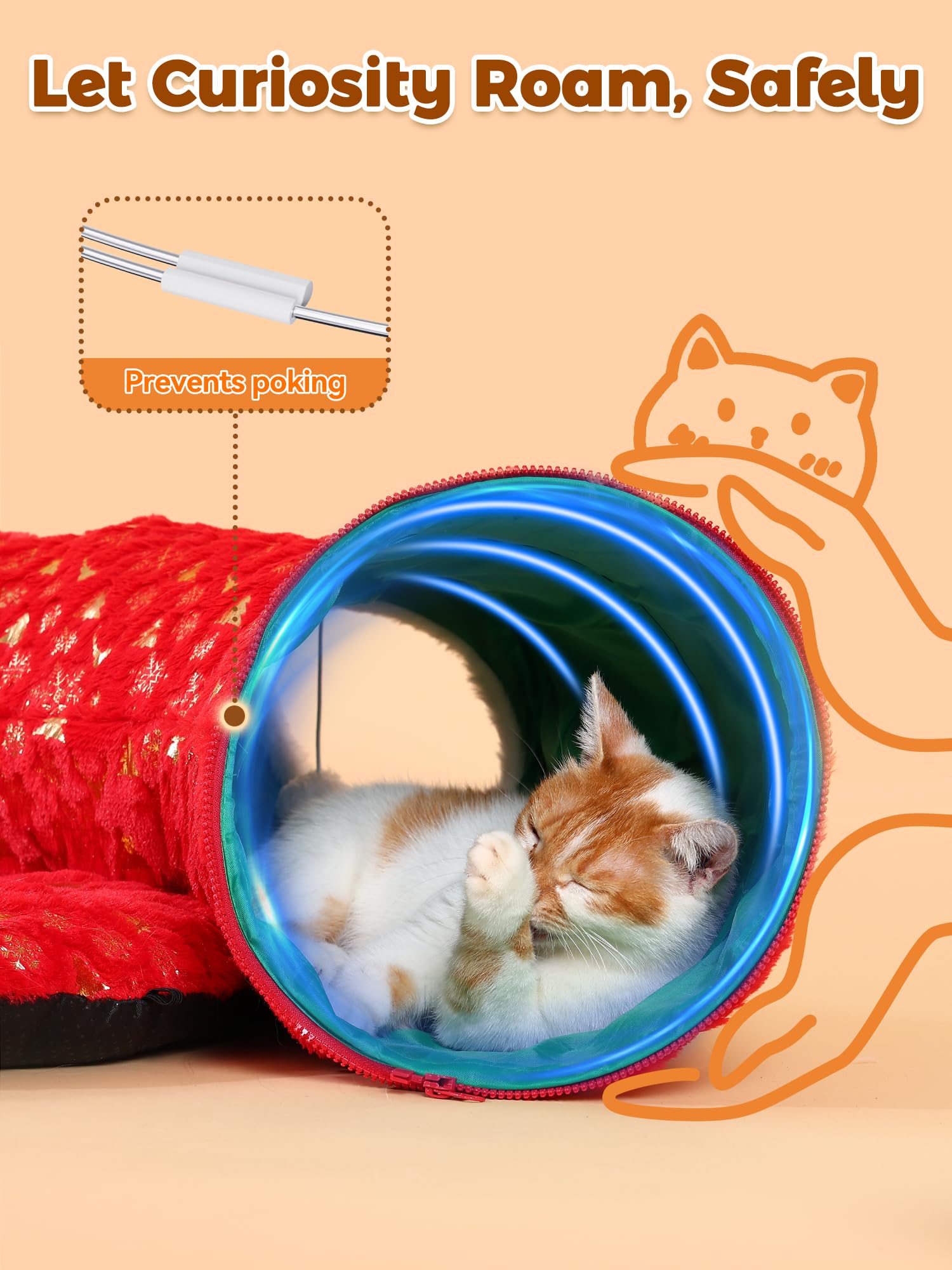 Rywell spacious multi-cat tunnel bed accommodates several cats for shared fun.