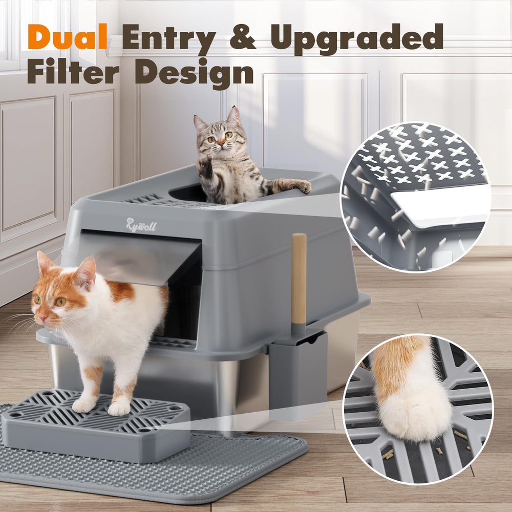 Rywell XL interior with screening holes reduces litter tracking and mess.