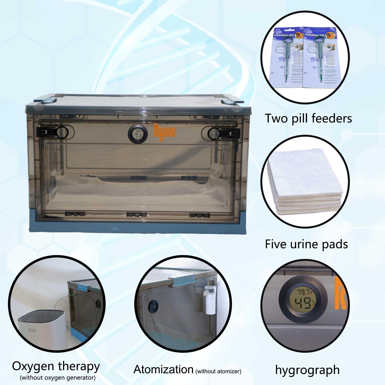 Ryxor Pet Atomization Nest pet inside blue medium unit during treatment.