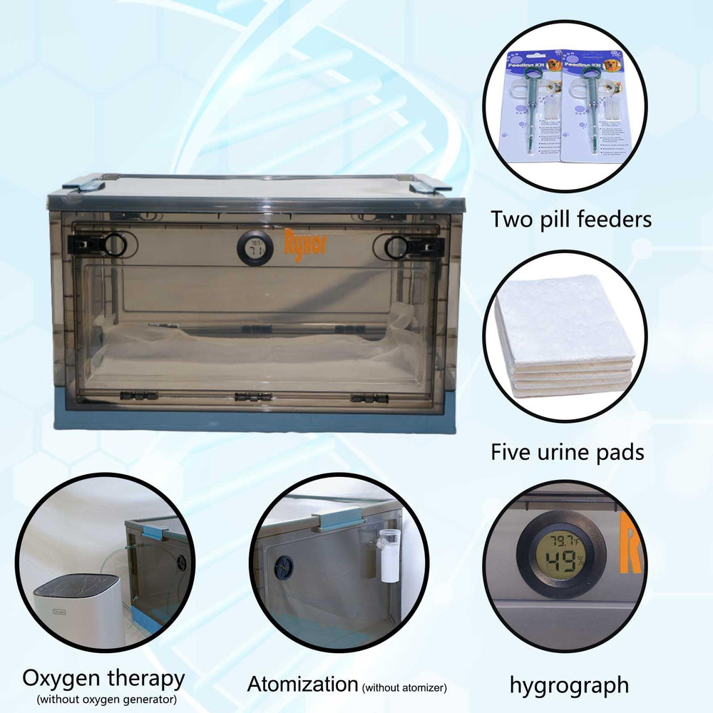 Ryxor Pet Atomization Nest pet inside blue medium unit during treatment.