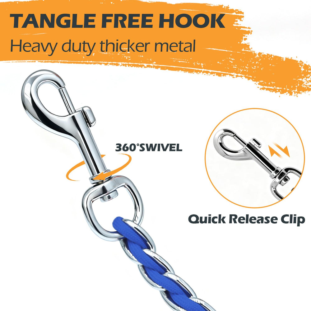 S-ETOVUS blue leash with 360 rotating clasp for tangle-free control