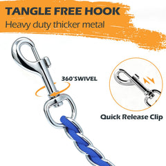 S-ETOVUS blue leash with 360 rotating clasp for tangle-free control