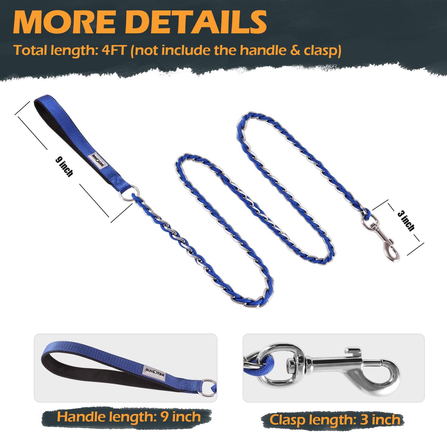 S-ETOVUS blue leash heavy-duty clip ensures secure attachment