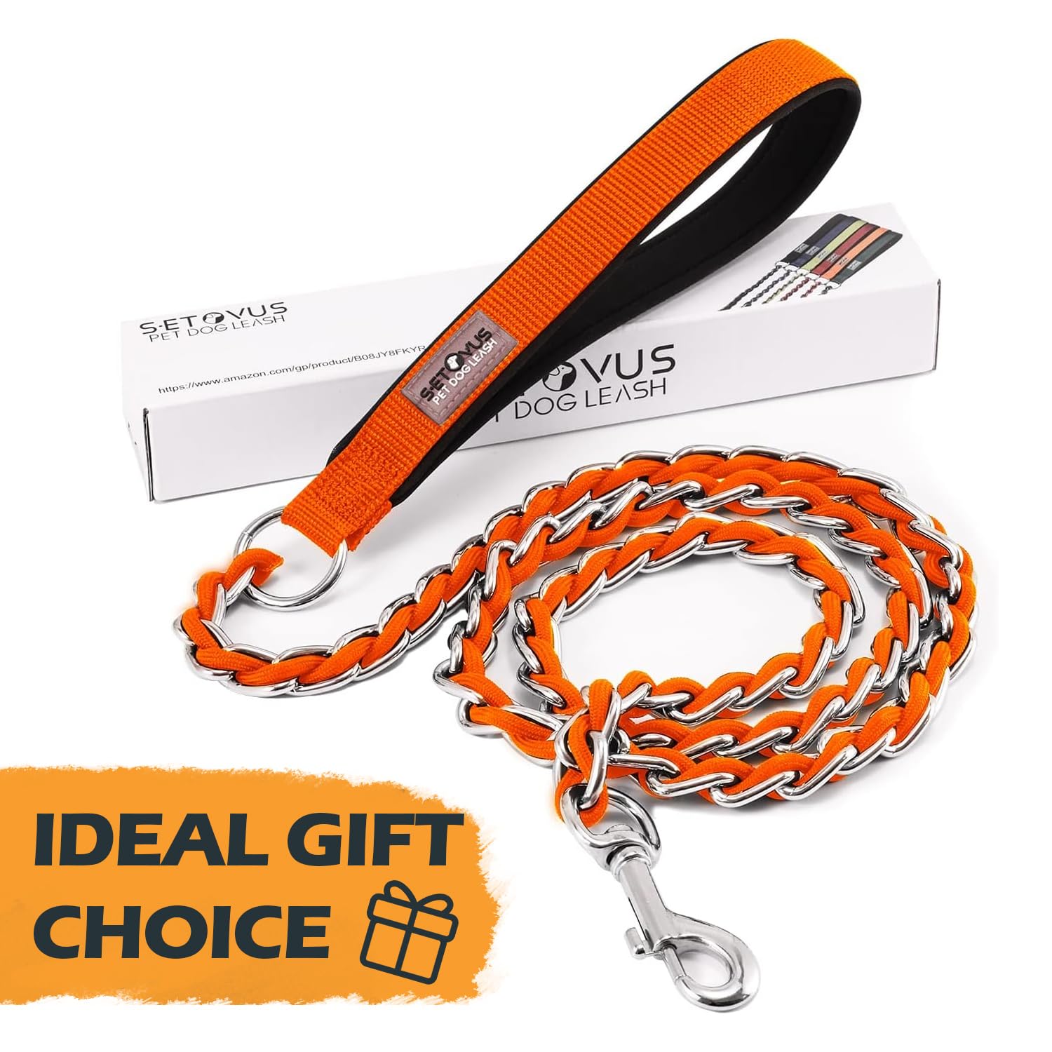 S-ETOVUS chew-proof chain leash designed for everyday dog walks