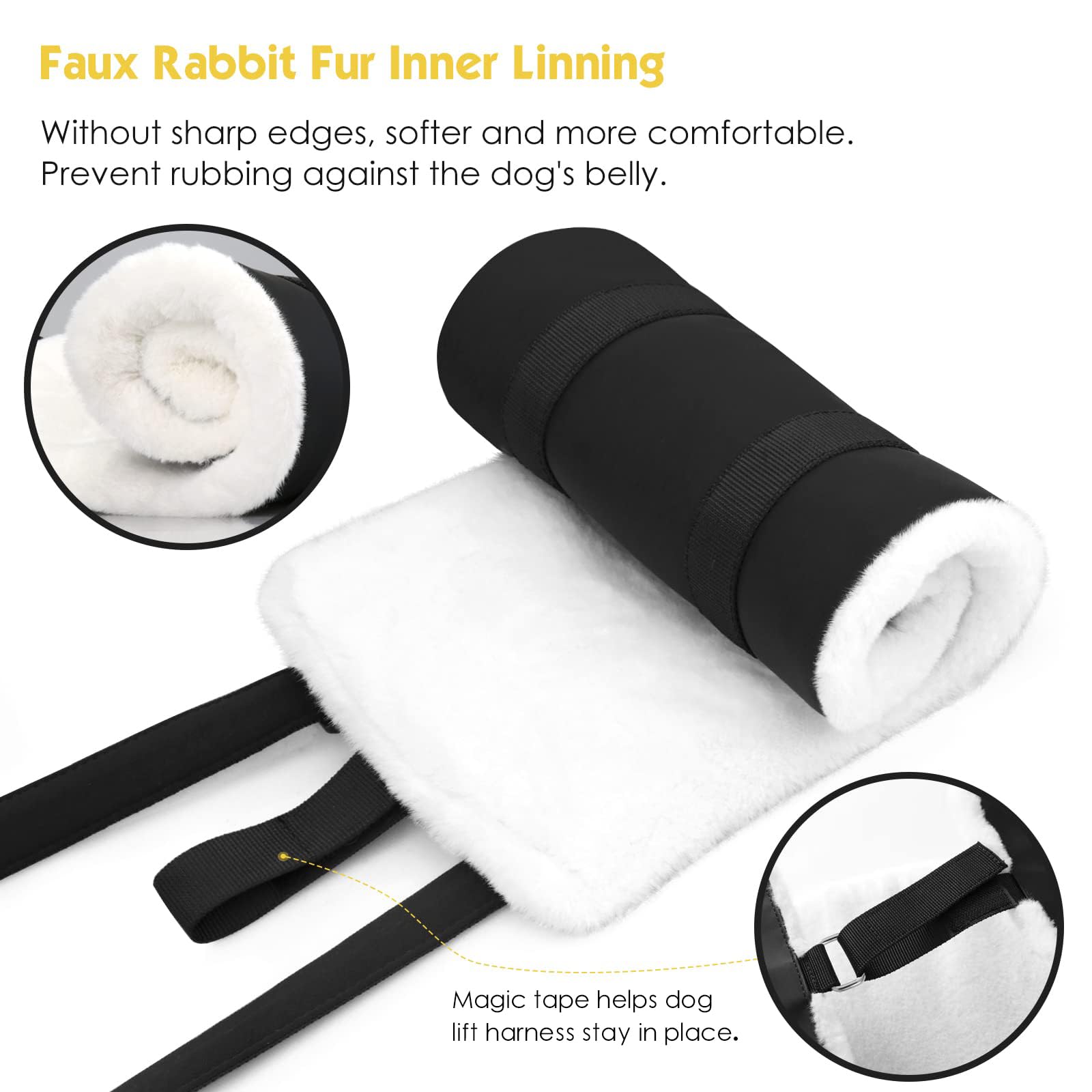S-ETOVUS dog sling comfort padding highlights soft faux fur lining.