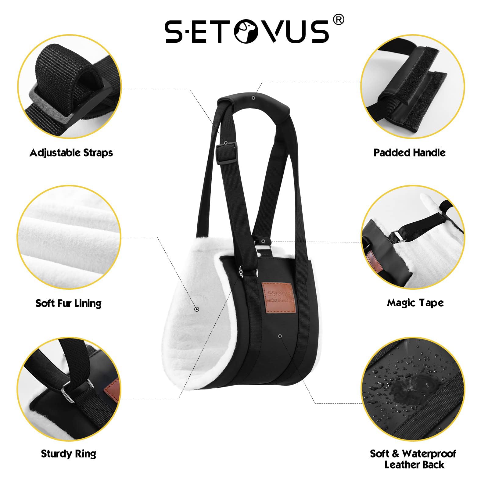 S-ETOVUS dog sling safe-fit with magic tape for secure lifting