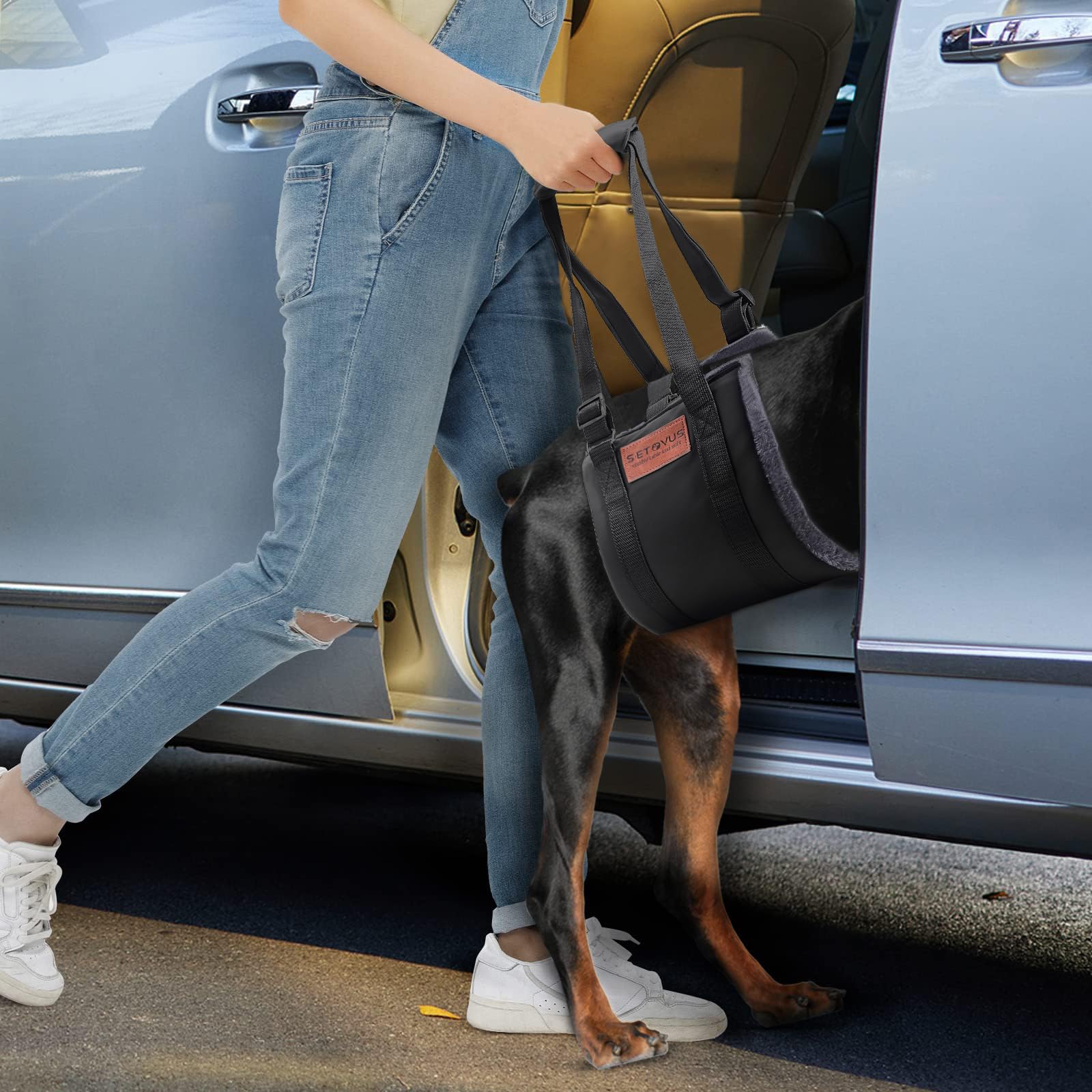 S-ETOVUS Dog Sling widened-pad-belly-support cushions the midsection during lifting
