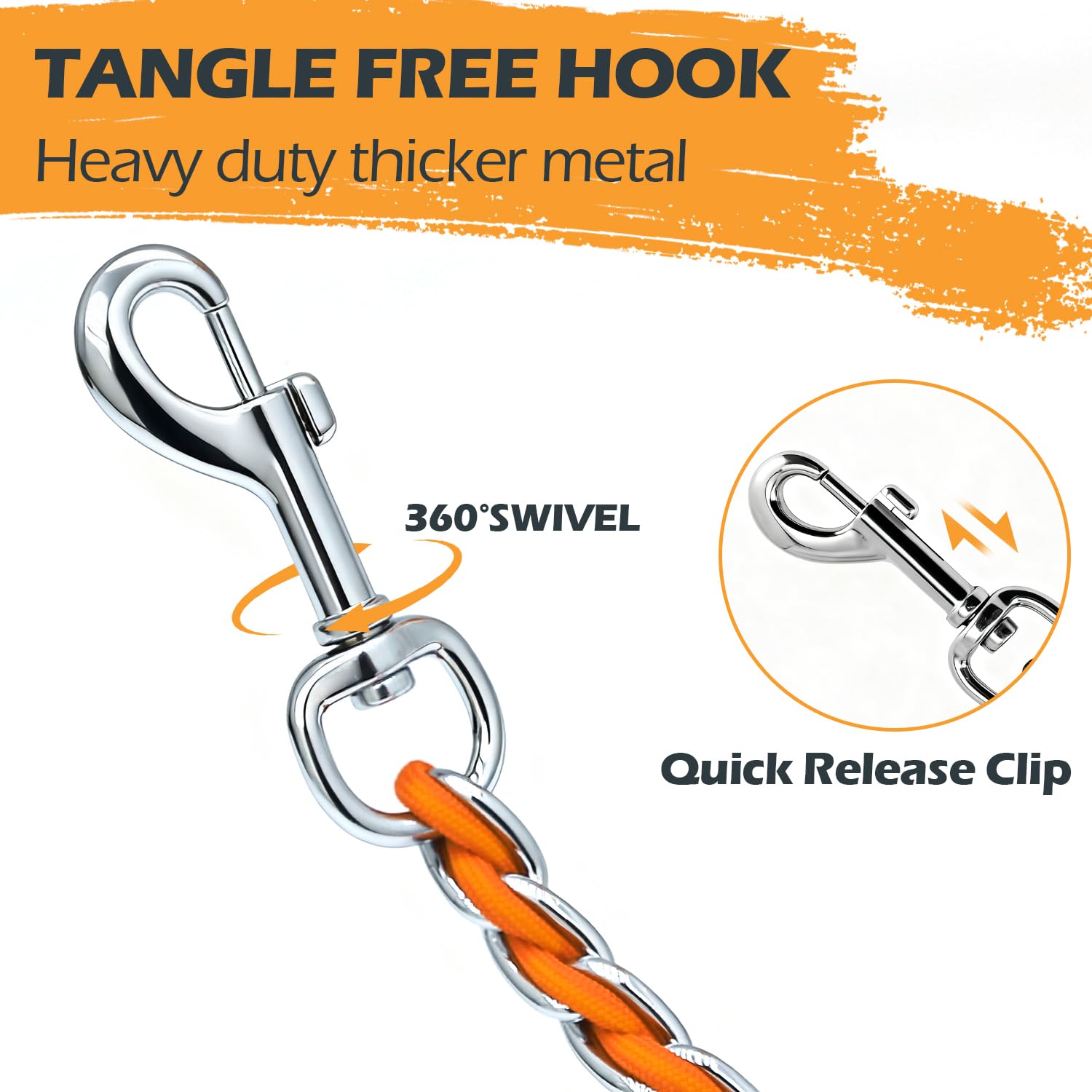 S-ETOVUS heavy-duty leash with swivel clip for secure attachment