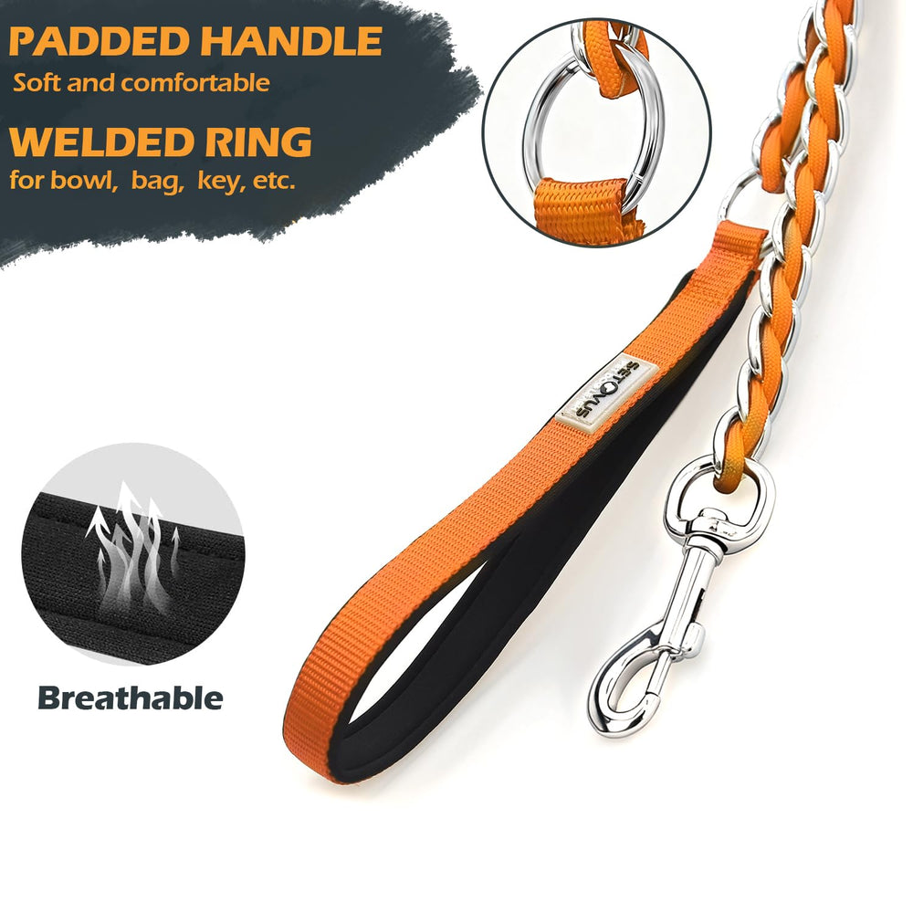 S-ETOVUS durable chain-link leash for medium to large dogs during active outings
