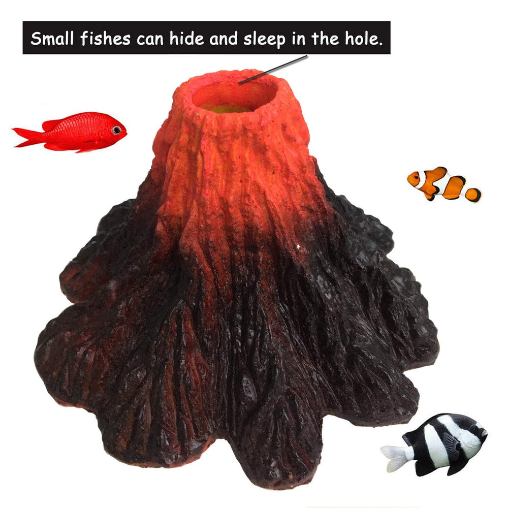 S-Lifeeling volcano ornament lava-effect view inspires curiosity in your fish tank.