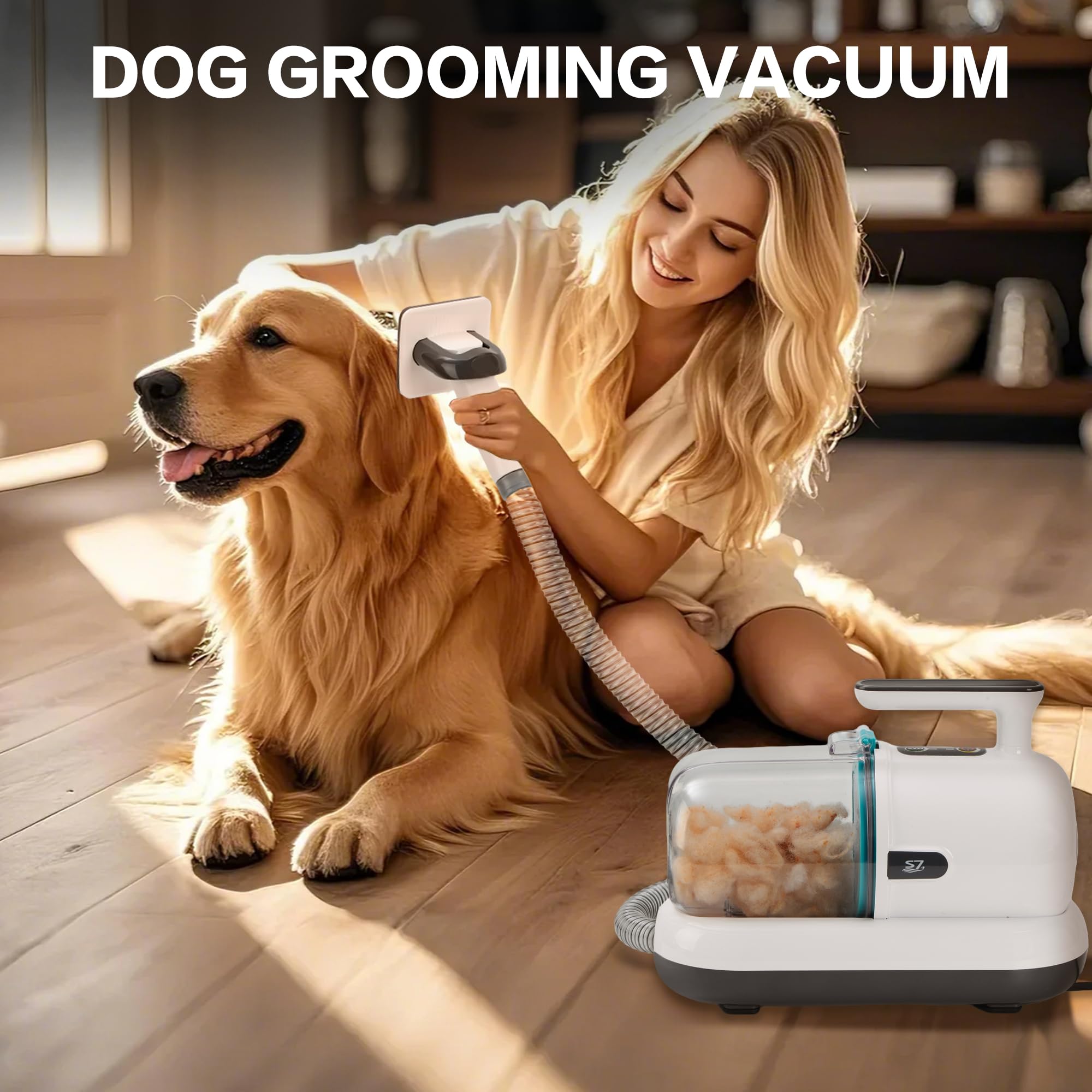 S7 dog grooming kit vacuum nozzle head removes hair from furniture and floors.