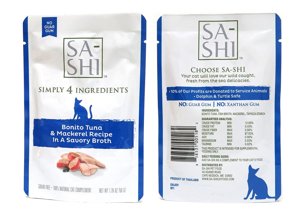 Sa-Shi Bonita Tuna & Sardines in savory broth promotes hydration and taste.