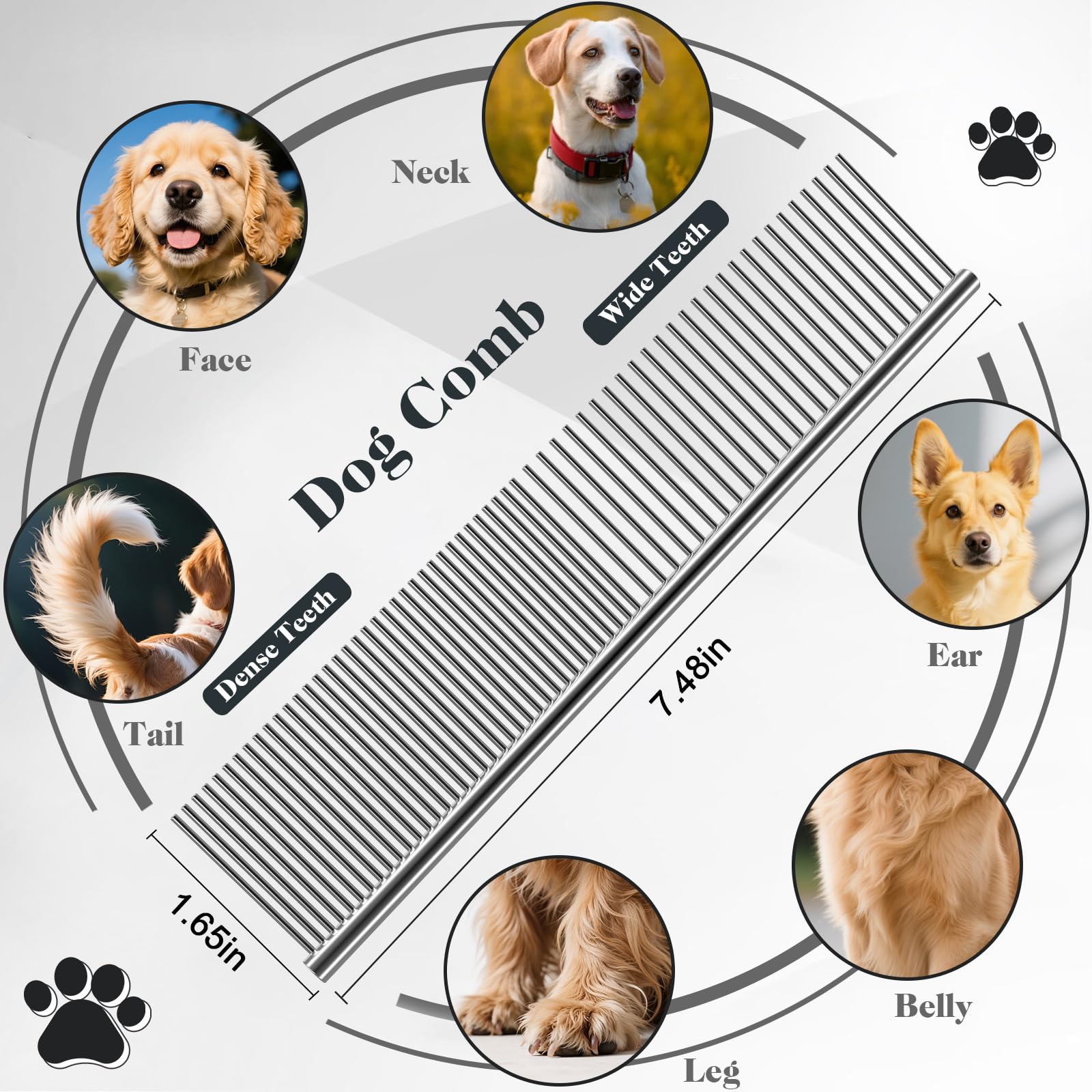 Saccison dog grooming comb stainless steel promotes circulation and reduces static.