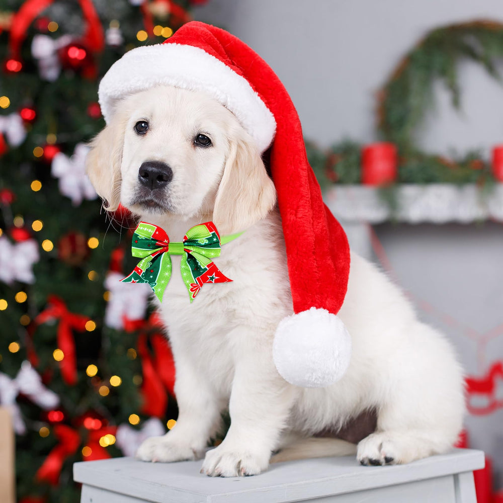 Sadnyy gift-pattern bows brighten any pet collar for holidays