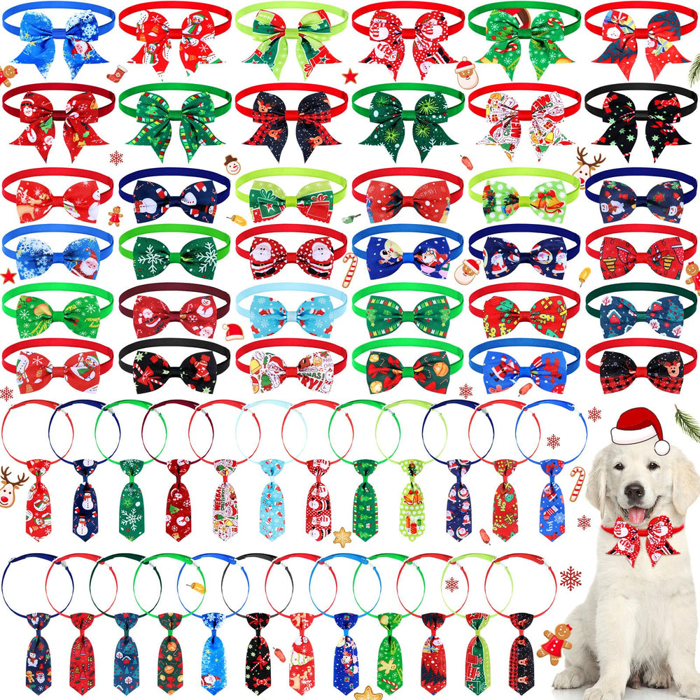 Sadnyy Christmas dog bows Santa pattern for festive photo ops