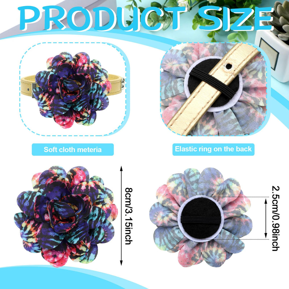 Sadnyy tie-dye pattern bows brighten pet outfits for photos.