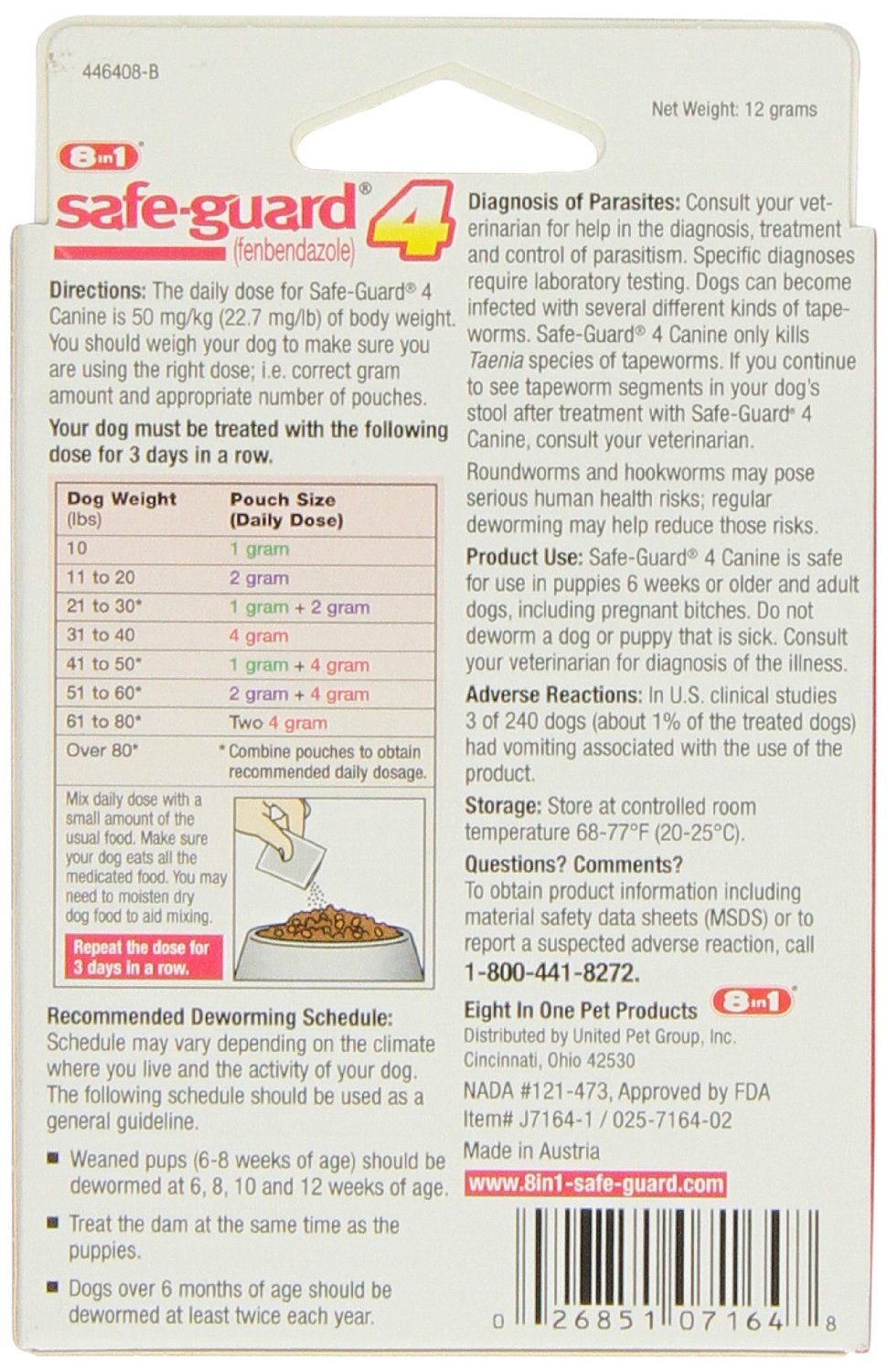 SAFE-GUARD Guard Canine Dewormer dosage portion shown supports accurate administration