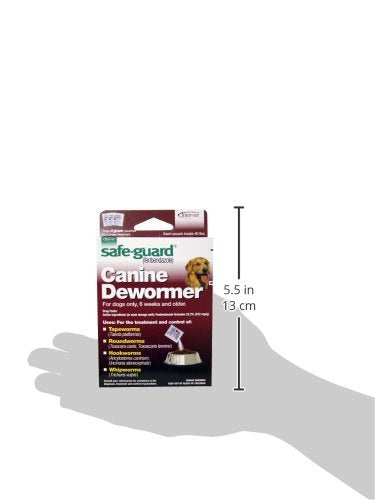SAFE-GUARD Guard Canine Dewormer tablets in pack illustration highlight convenient, pack-of-two value
