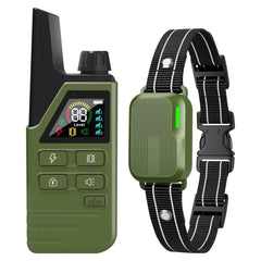SafeShock dog shock collar remote in action for long-range training outdoors.