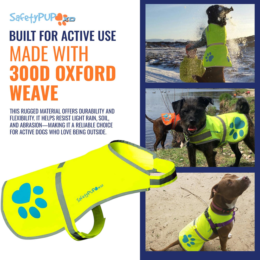 SafetyPUP XD dog vest harness compatibility demonstrates wear under any harness.