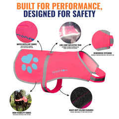 SafetyPUP XD pink durable-fabric protects against wear during daily adventures.