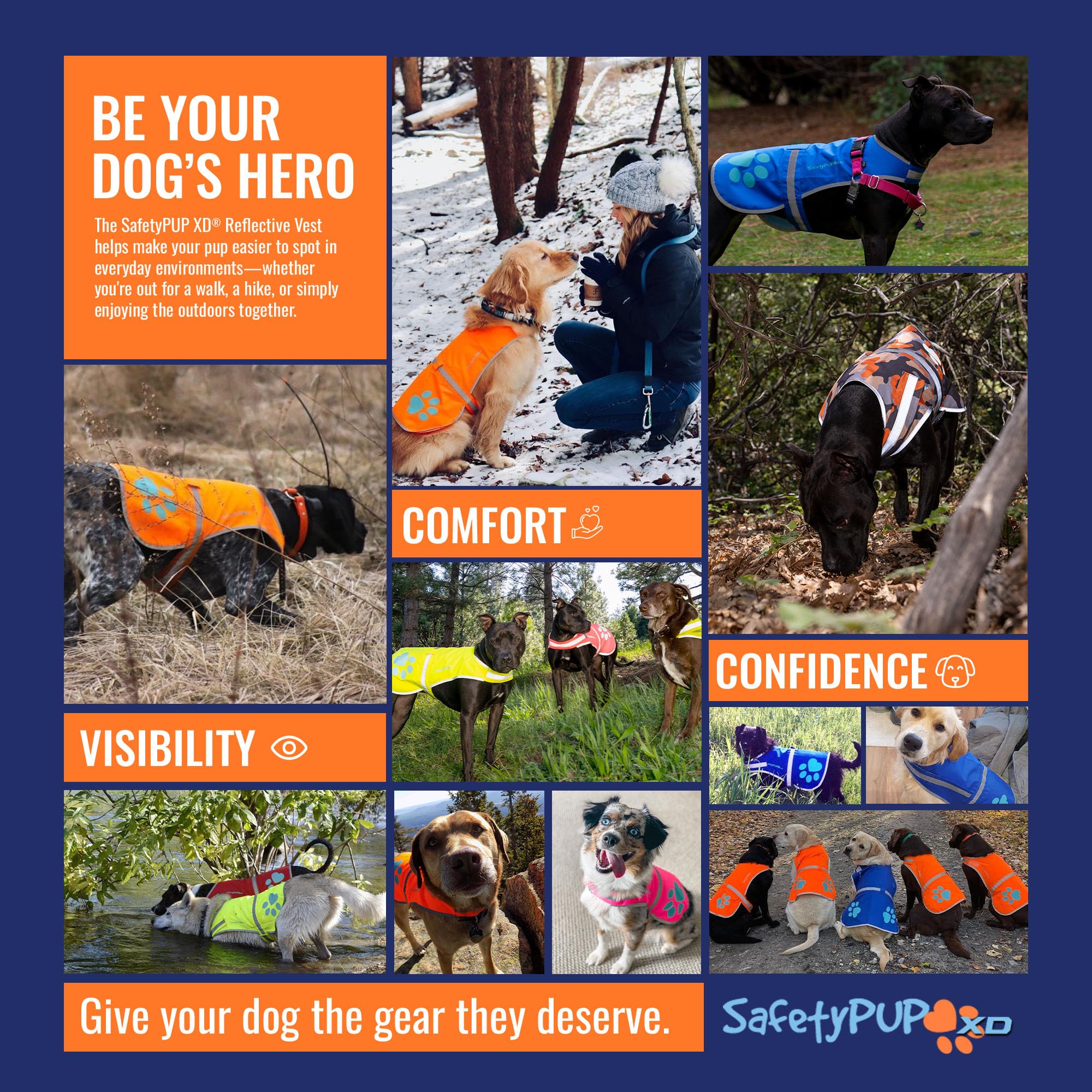 SafetyPUP XD reinforced-stitching provides durability for active, playful dogs.