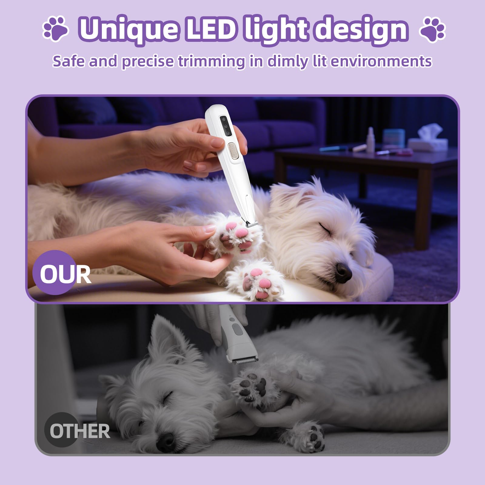 Saffory USB charging cable keeps grooming sessions uninterrupted.