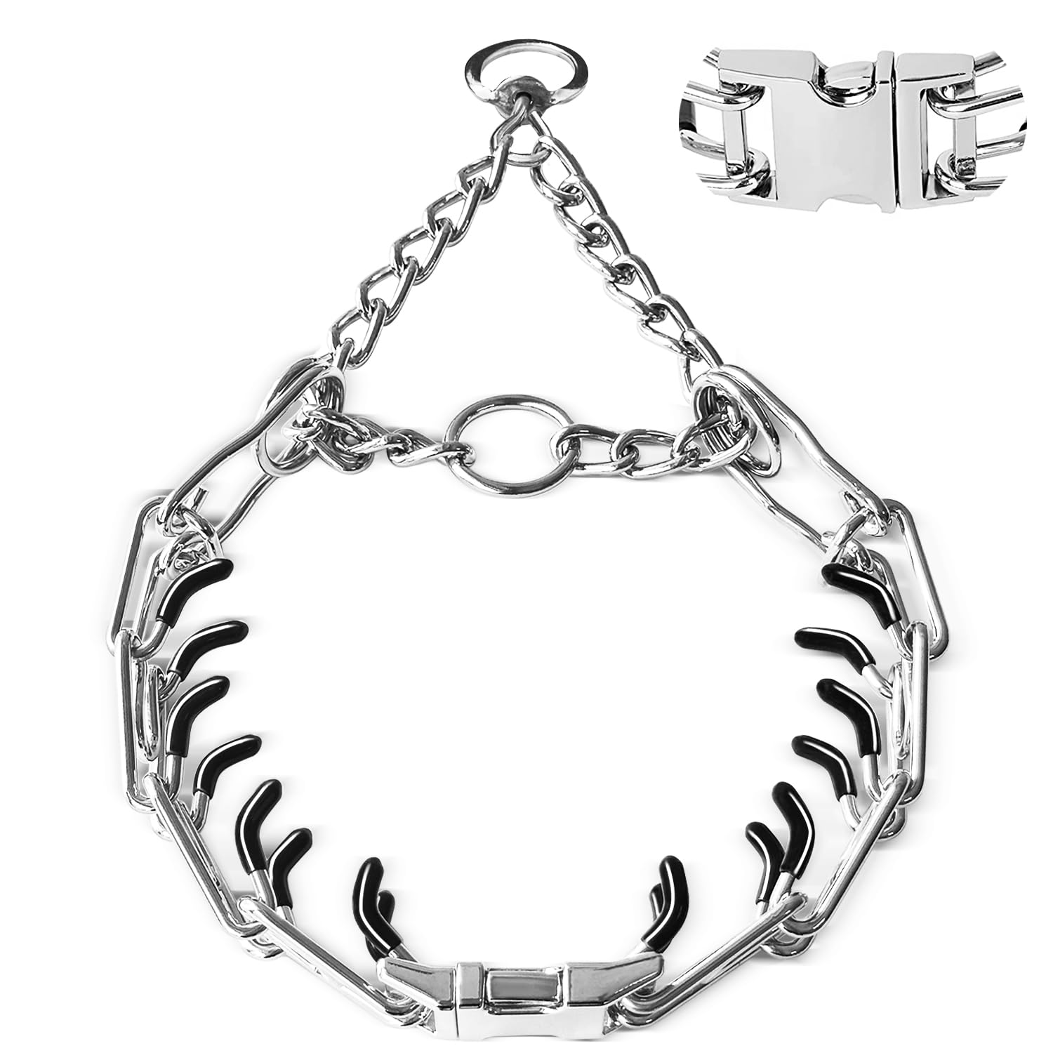 Safiman dog collar front buckle close-up highlighting quick-release for easy leash attachment