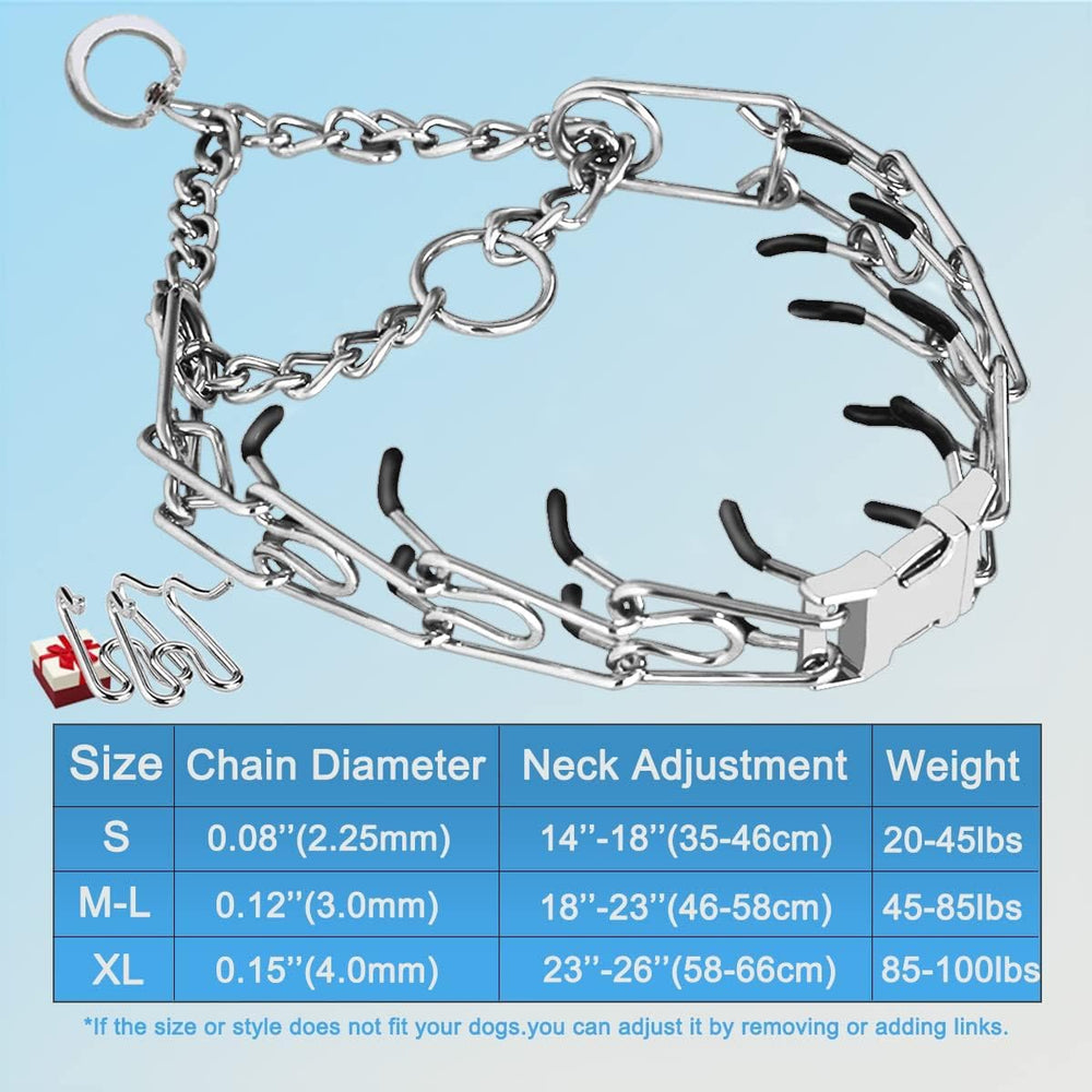 Safiman prong collar two extra links included for quick, safe size adjustments across breeds.