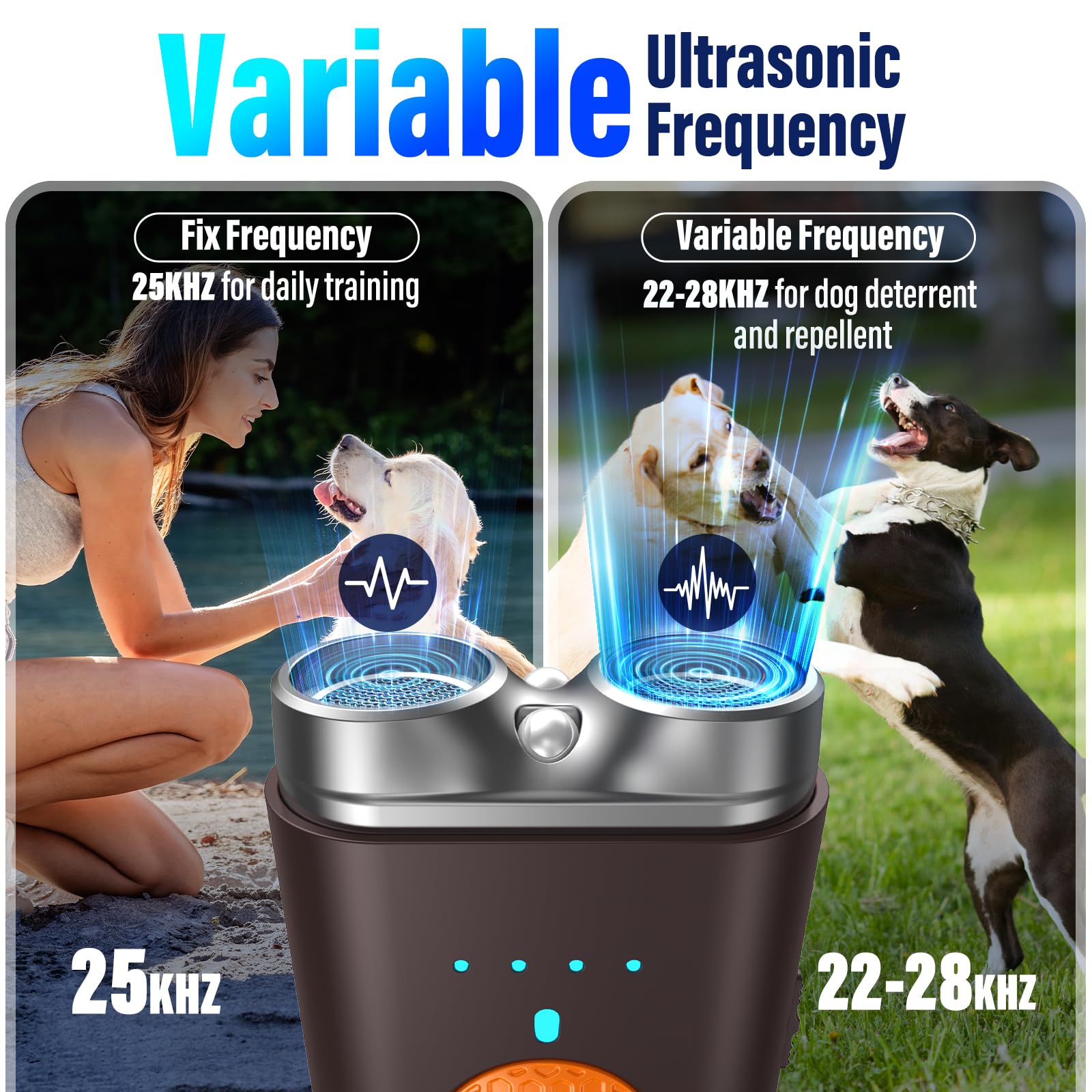 Saigain dog bark deterrent device side view showing compact handheld design