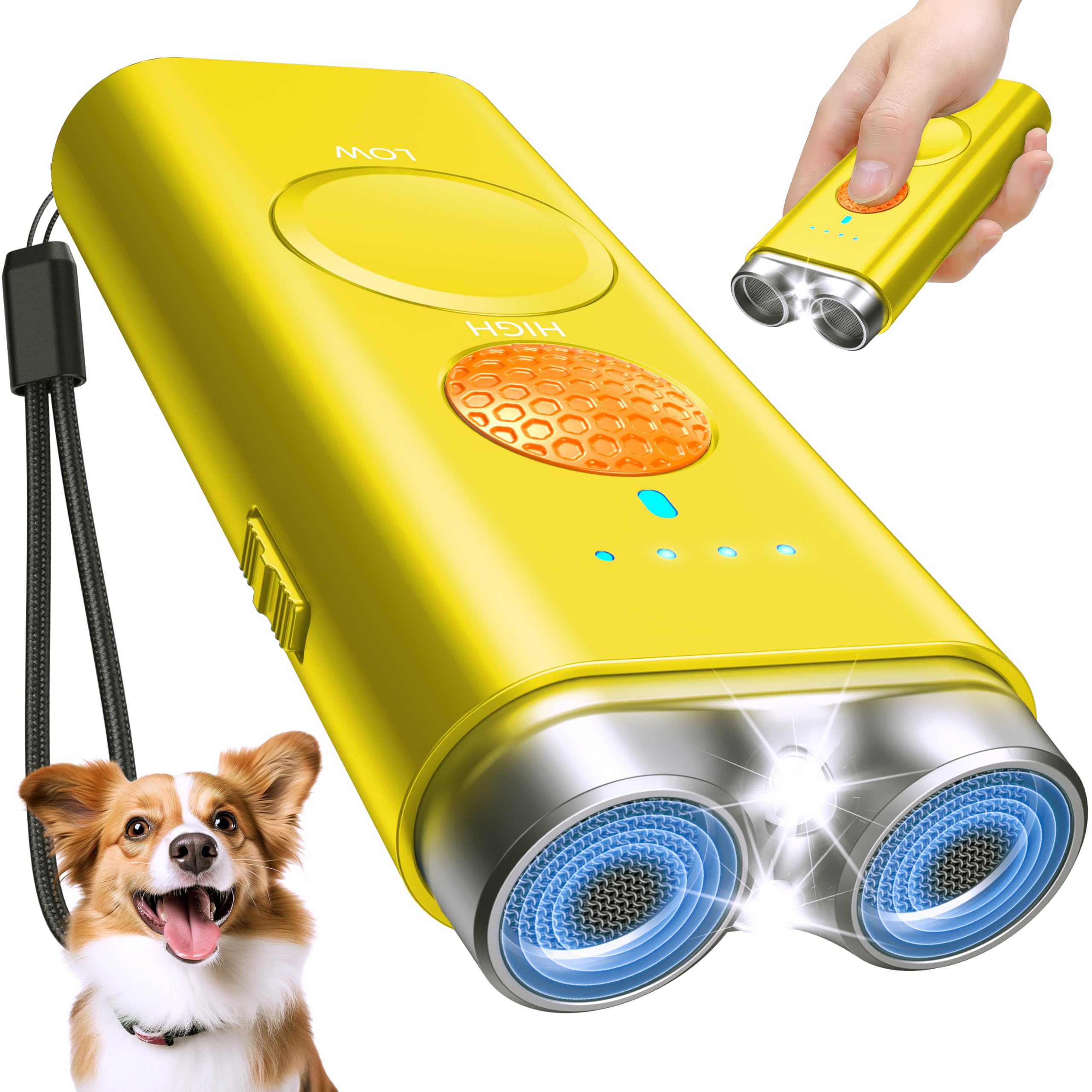 Saigain dog bark deterrent front view shows portable indoor-outdoor bark control