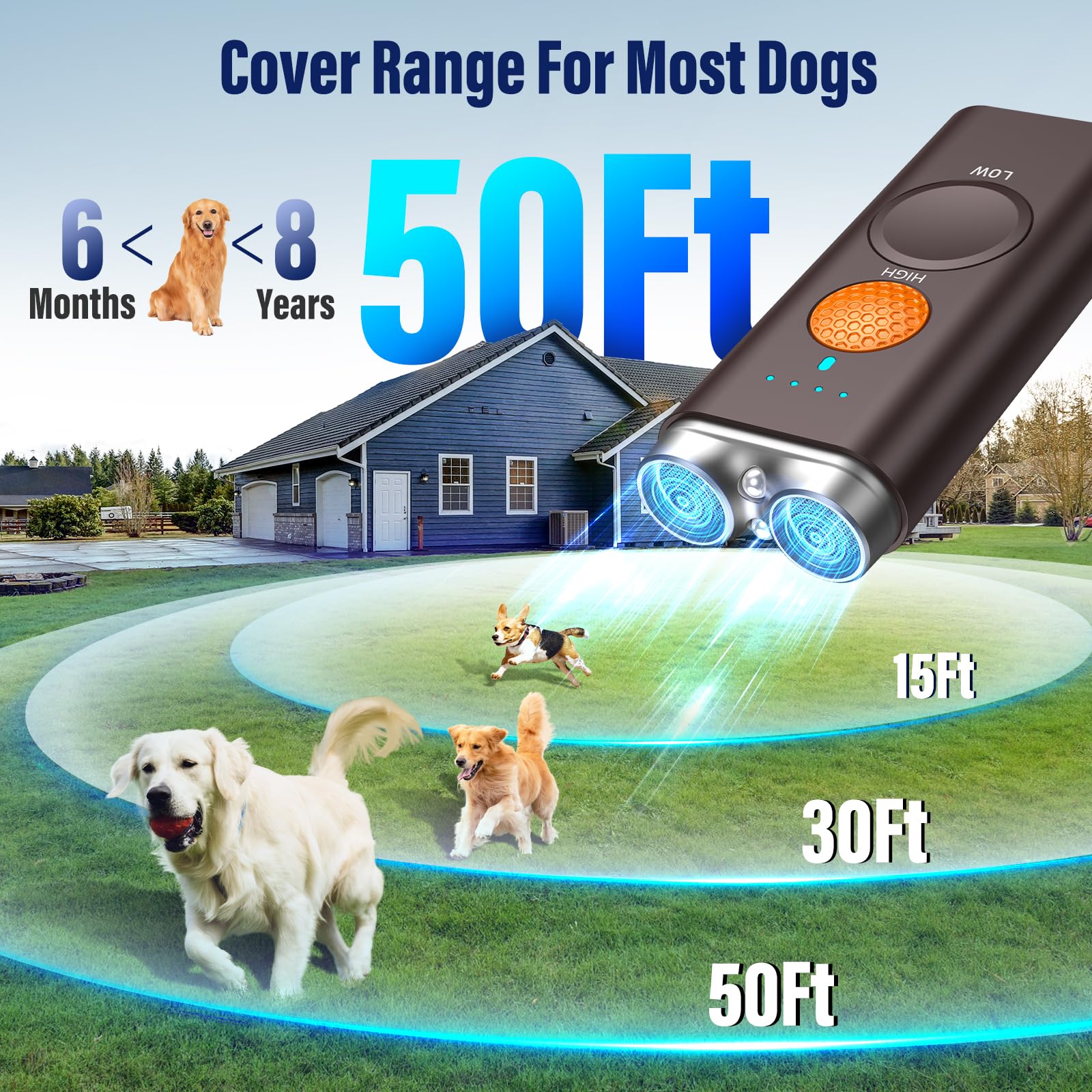 Saigain flashlight warning mode in action for gentle bark deterrence