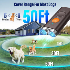Saigain flashlight warning mode in action for gentle bark deterrence
