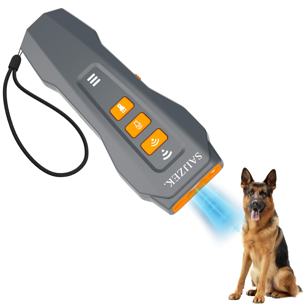 SAIJZEK Ultrasonic Dog Trainer G2 front view shows humane bark deterrent.