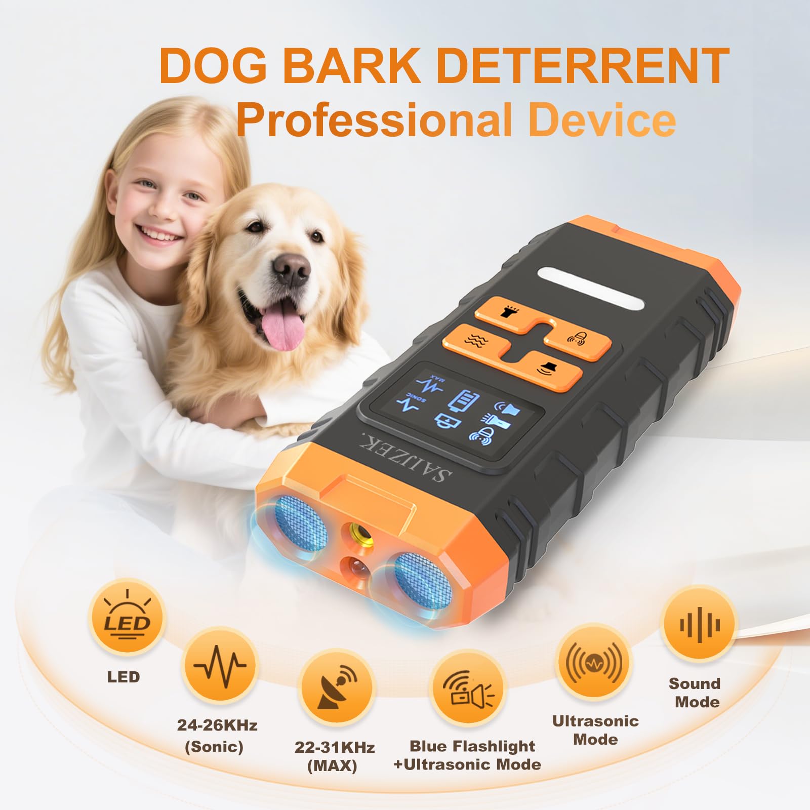 SAIJZEK Ultrasonic Dog Trainer G3 handheld design ideal for on-the-go training sessions.