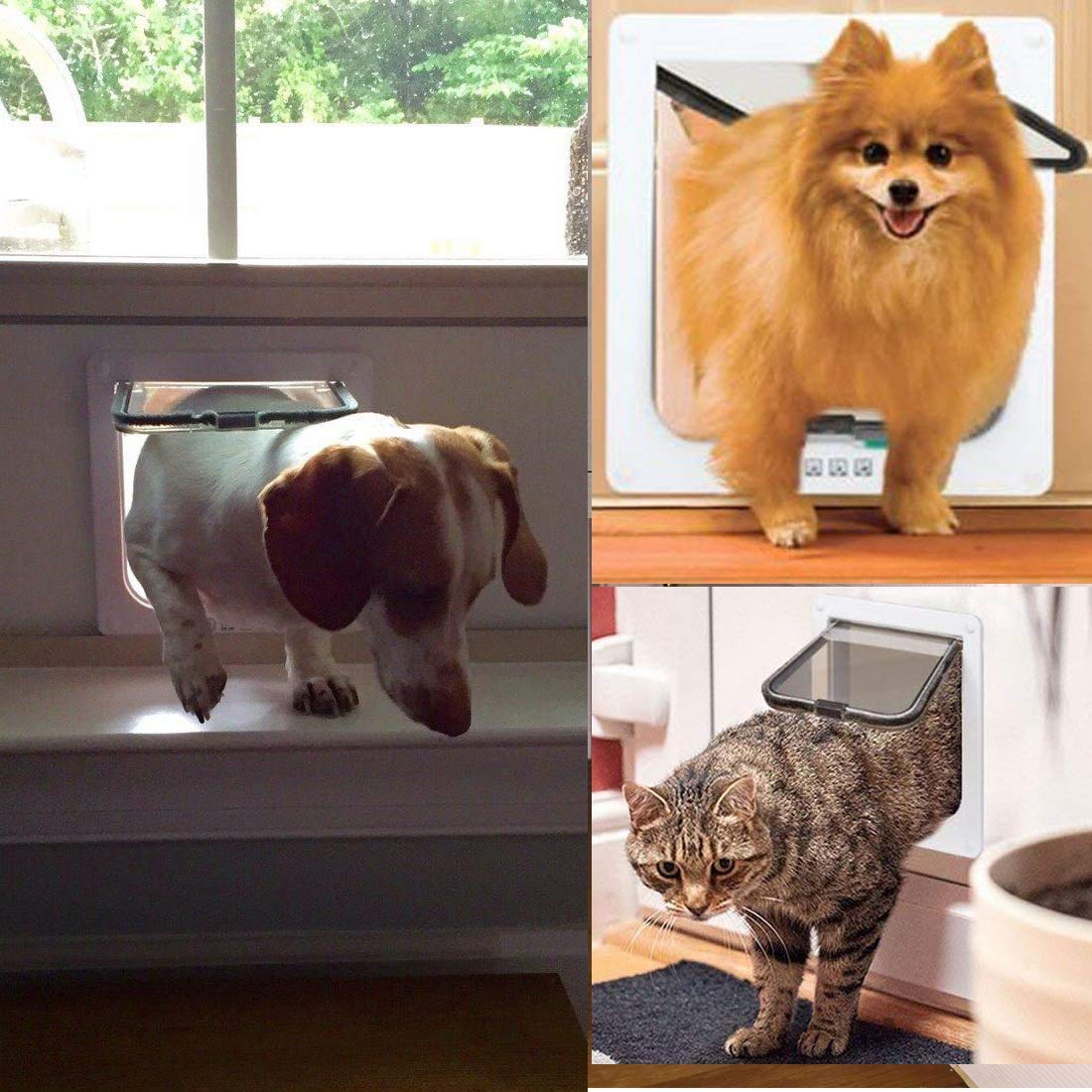 Sailnovo XL cat door flap side profile showing slim fit for door mounting