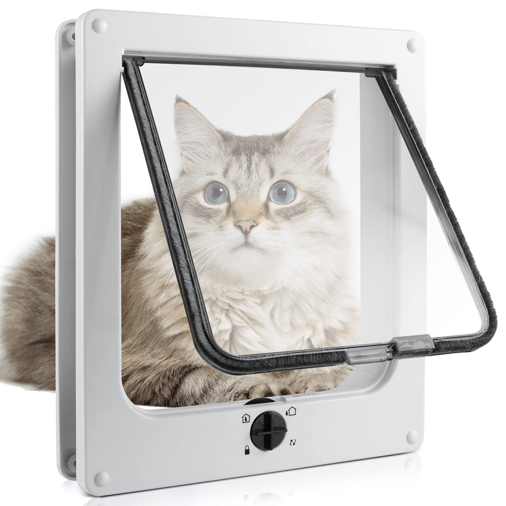 Sailnovo cat flap 4-way closure close-up shows flexible entry options for pets.