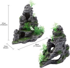 Saim Mountain rock cave detail showcases a rugged cave with trees.