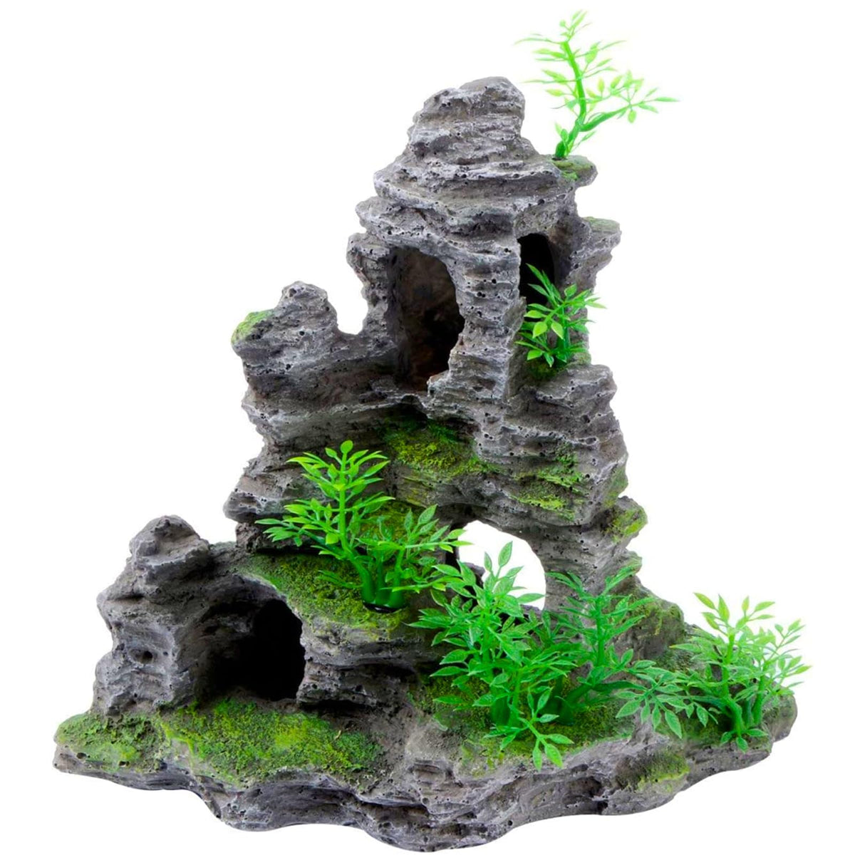 Saim Aquarium Mountain View Stone Ornament with natural hideaway scene.