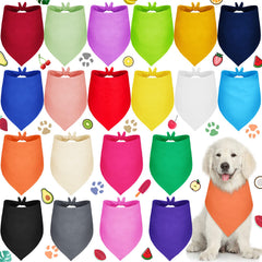 Saintrygo 20-pc plain dog bandanas in color variety for pets