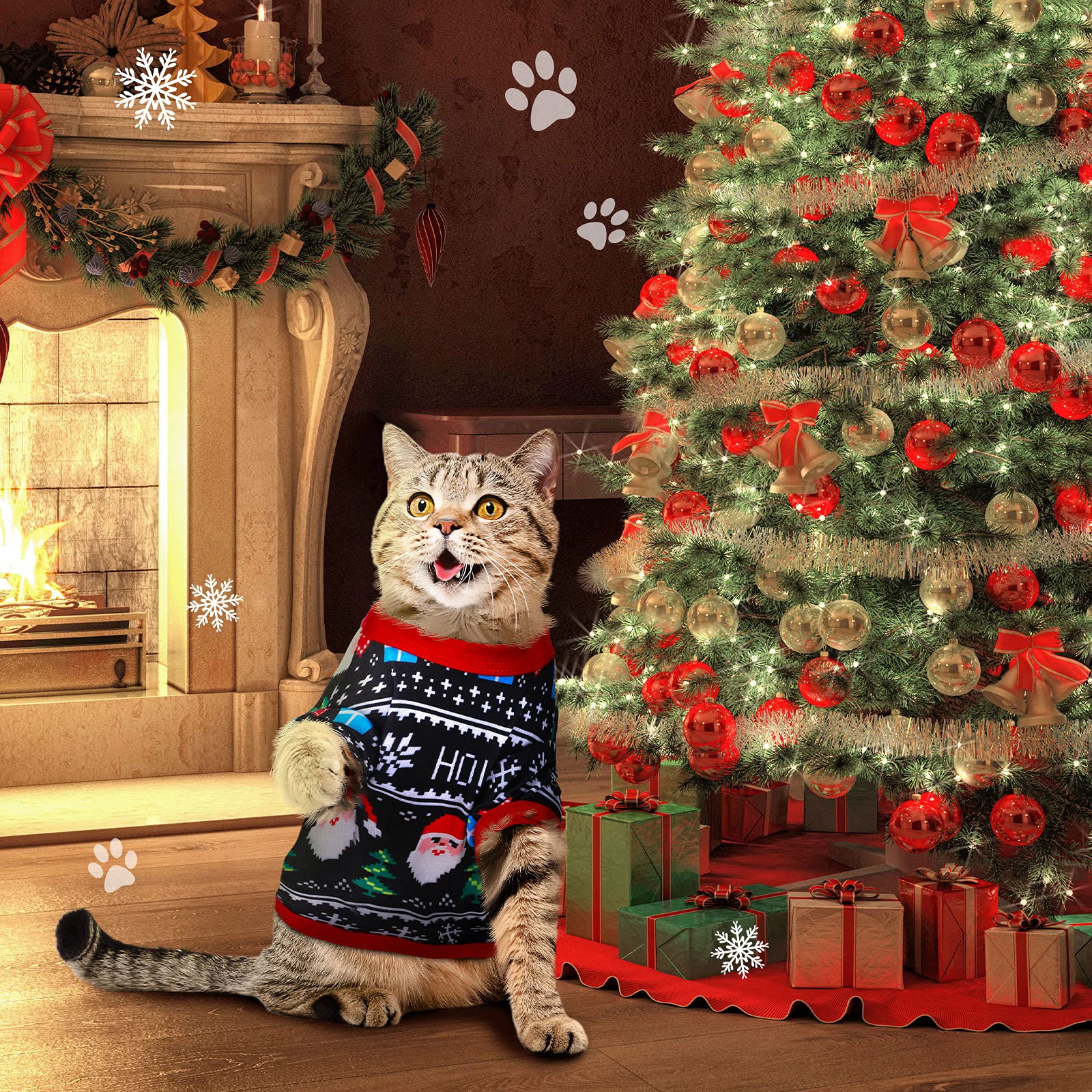 Saintrygo Christmas dog shirts Gingerbread pattern adds cute, tasty-looking flair to celebrations.