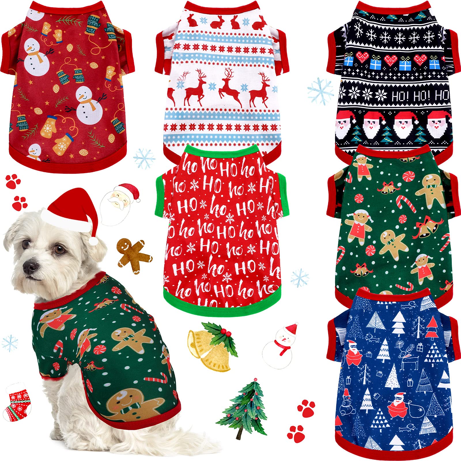 Saintrygo Christmas dog shirts multi-style pack keeps pets stylish and comfortable for holidays.
