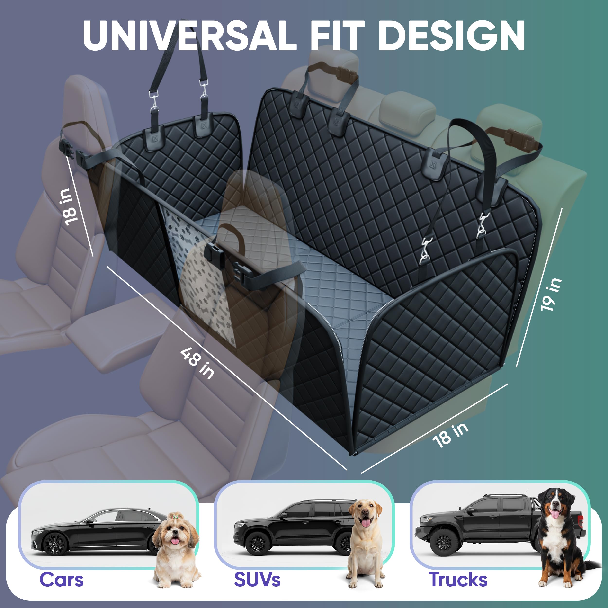 Sajoda easy to install and wipe-clean dog seat cover for busy homes.