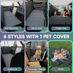Sajoda waterproof backseat dog car cover keeps fur and spills contained.