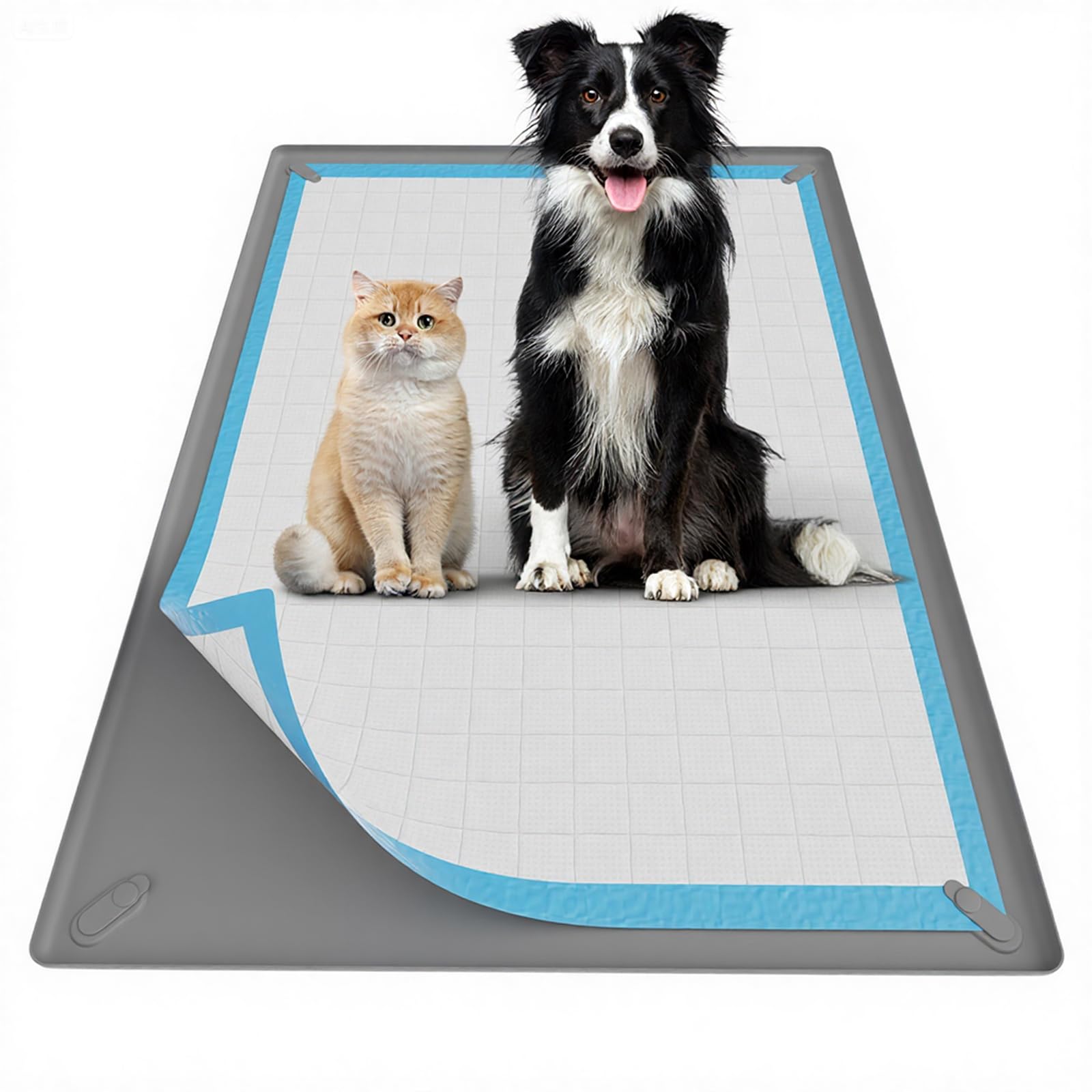 SAKAKI Pee Pad Holder with magnetic corners secures 25×36-inch pads.