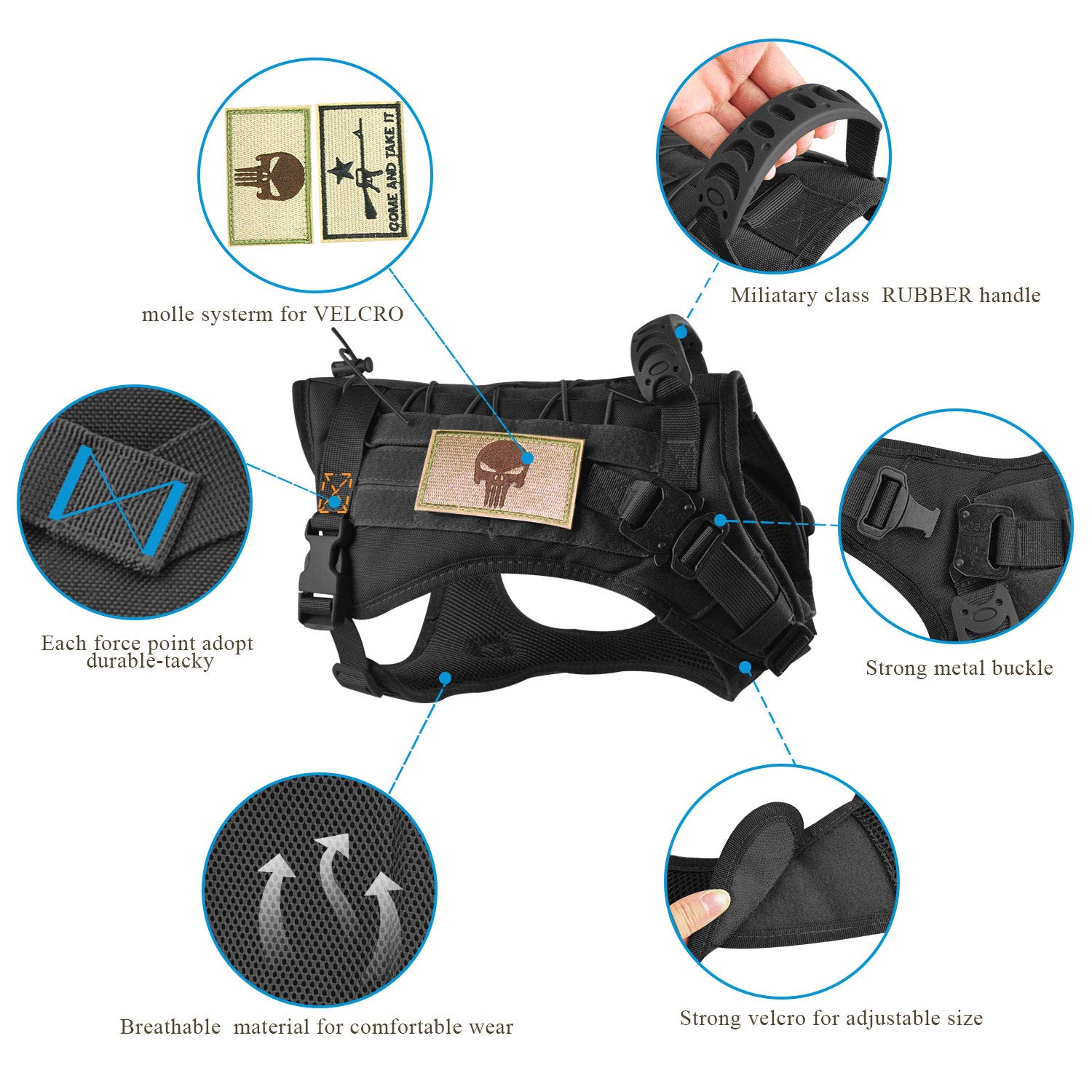 Salfse MOLLE system supports accessories and quick-access gear on the vest.