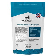 Salmon Snax smoked-skin closeup emphasizes crisp texture and omega-3 richness