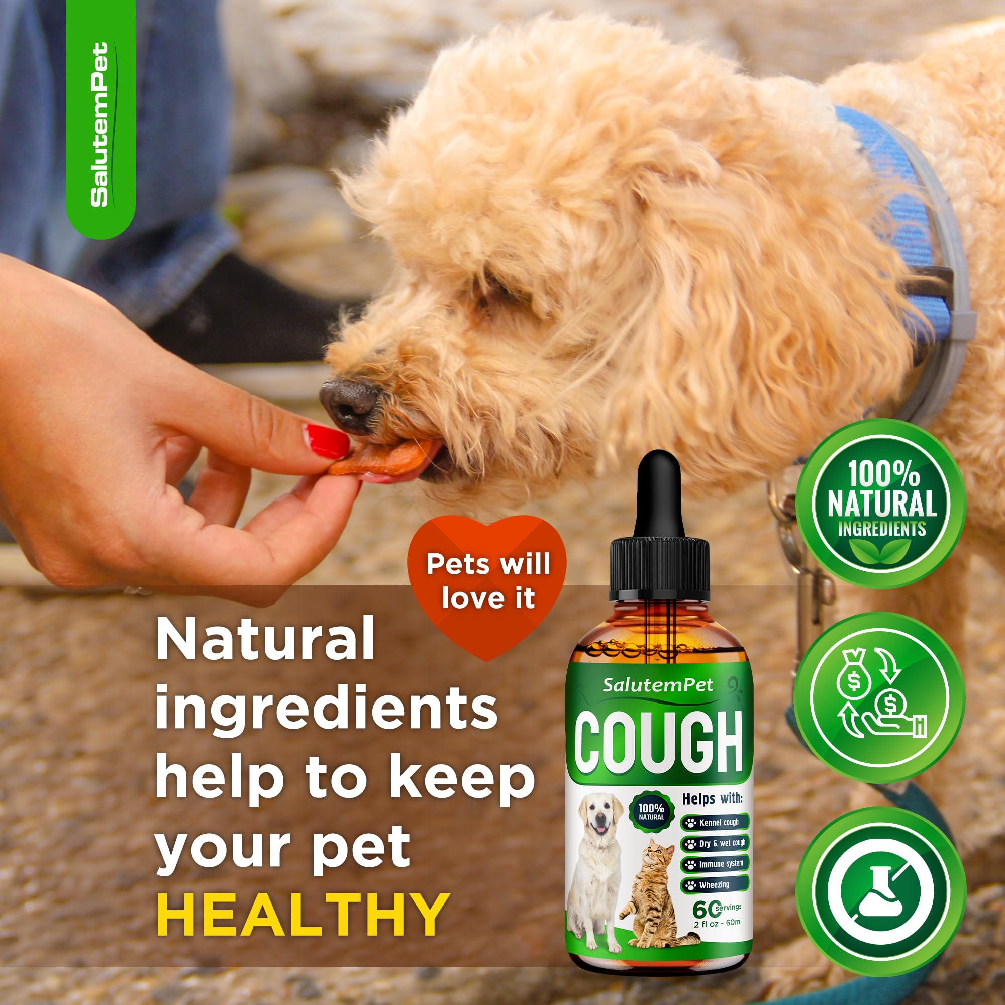 SalutemPet for-all-breeds label indicating broad compatibility with breeds.