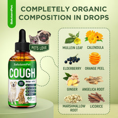 SalutemPet angelica root and mullein leaf herbal blend bottle close-up for natural support.